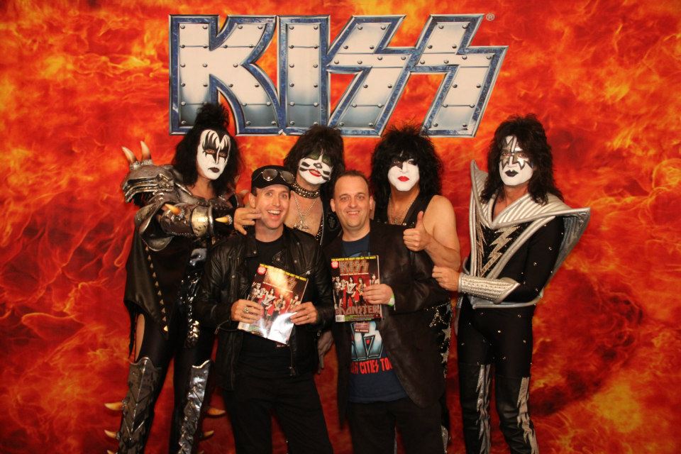 With Fangoria/KISS Monster magazine editor Chris Alexander with the band KISS